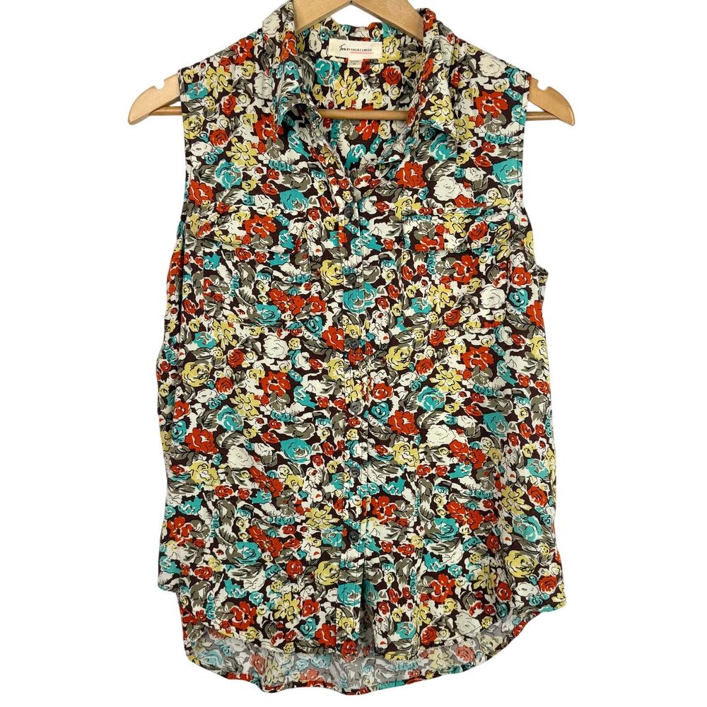 Two By Vince Camuto Floral Button Front Tank Top M